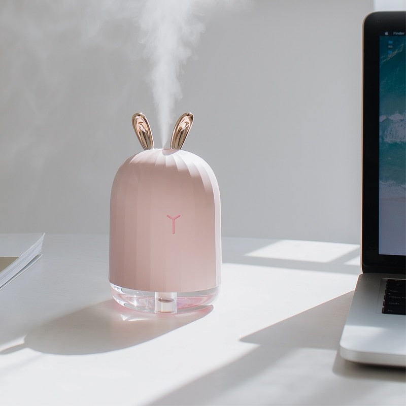 220ML Ultrasonisk Luftfukter Med "Cool Mist" & Fargeskiftende LED Lys