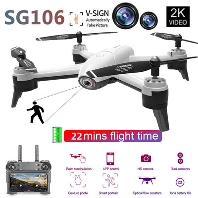 SG106 WiFi FPV Drone 2K Dual Camera Gesture Photo Optical